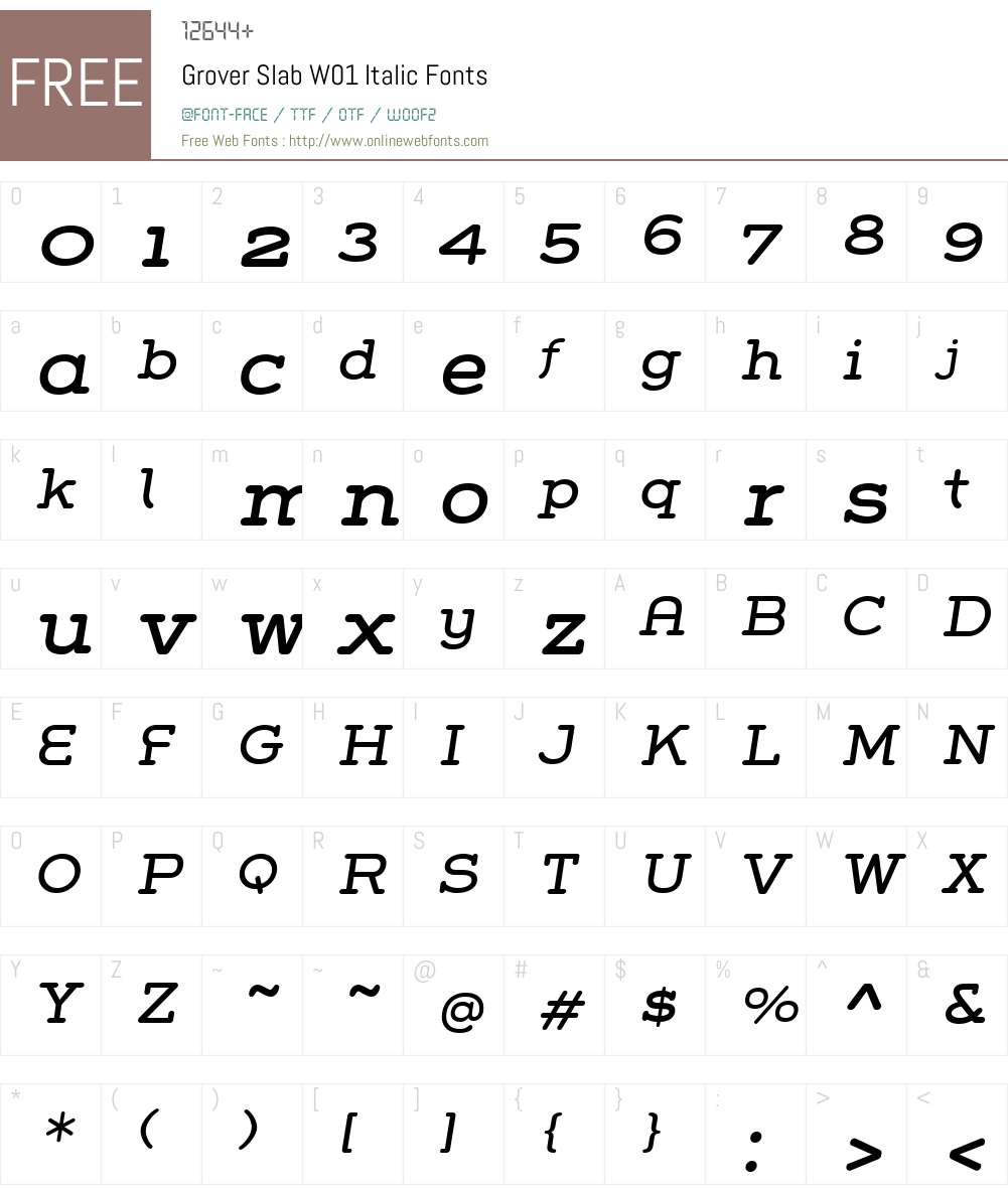 GroverSlabW01-Italic Font Screenshots
