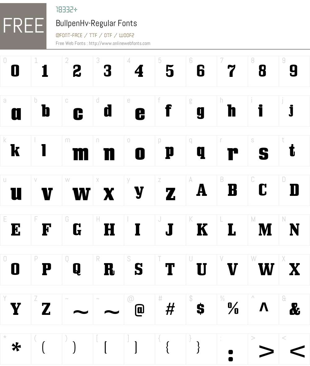 Bullpen Font Screenshots