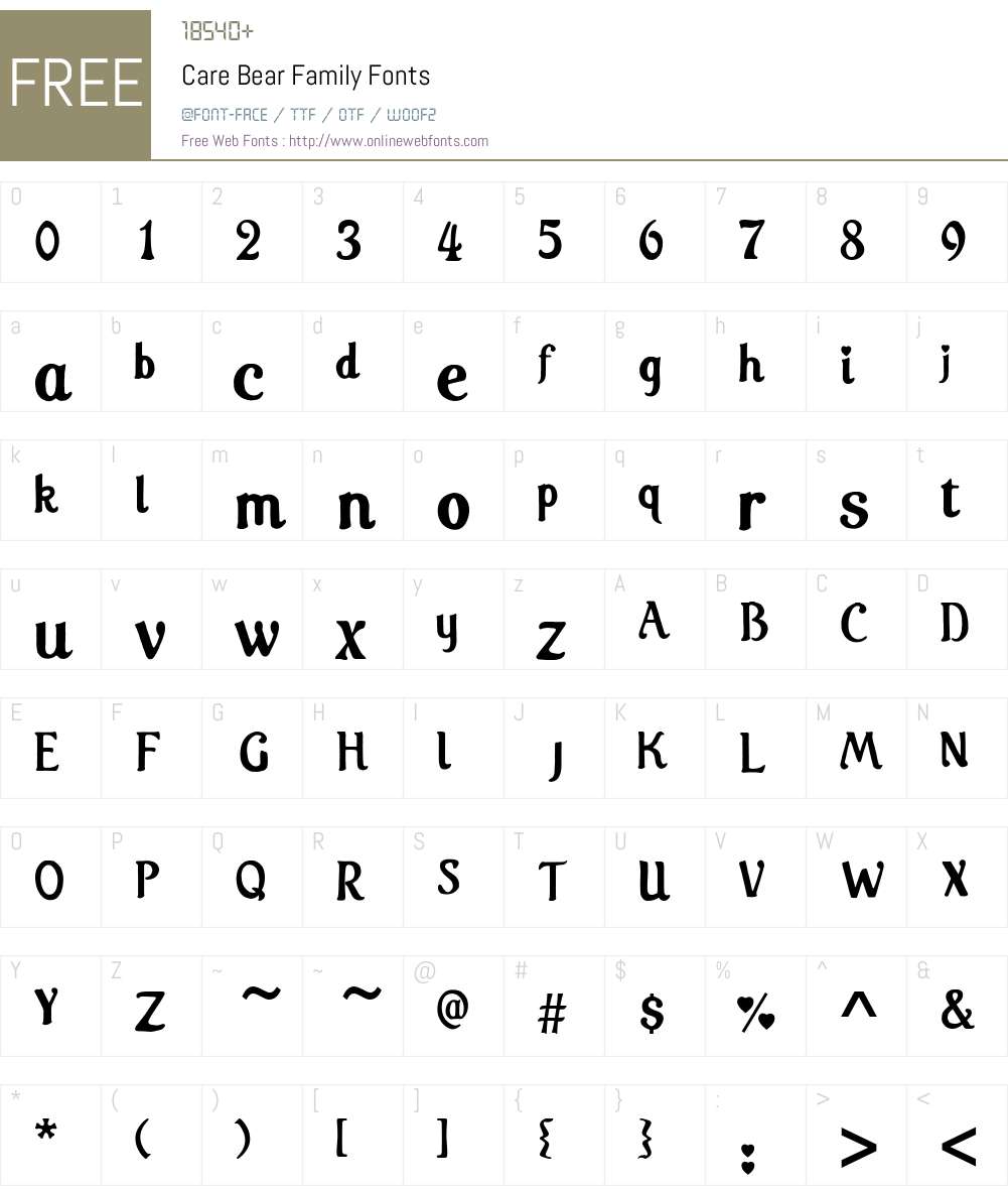 Care Bear Family Font Screenshots