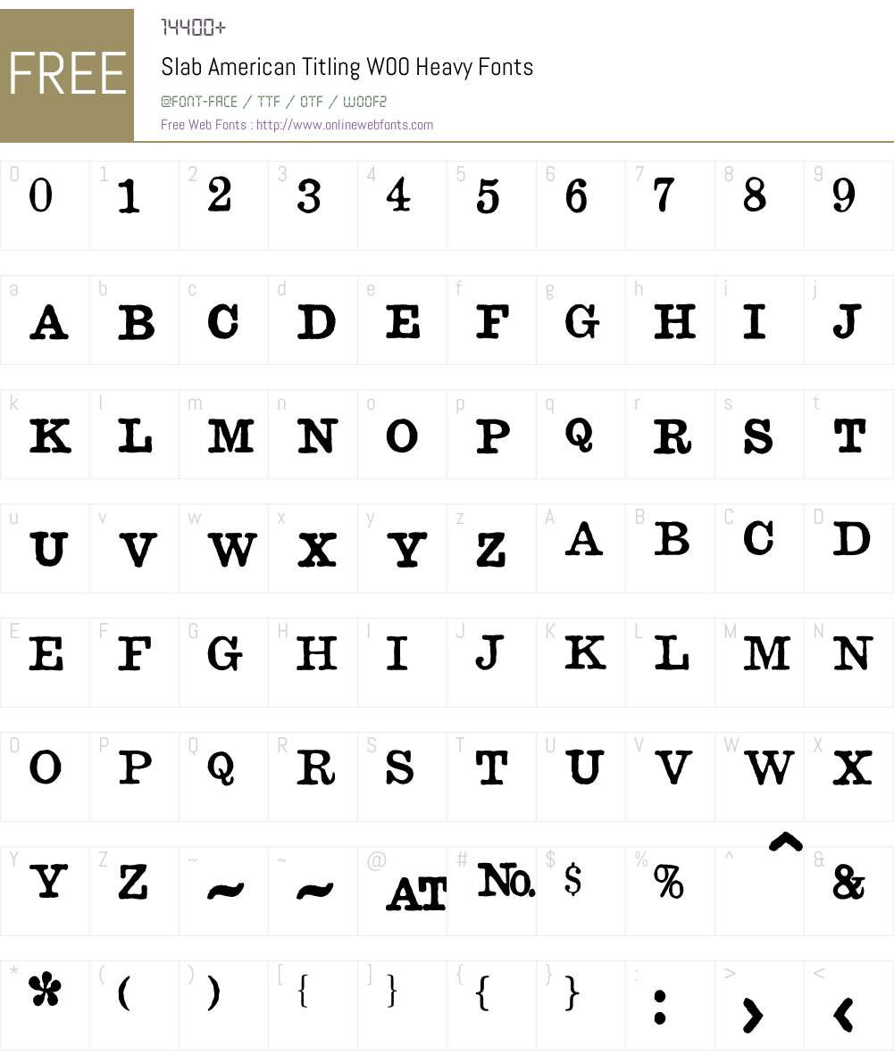 SlabAmericanTitlingW00-Hv Font Screenshots
