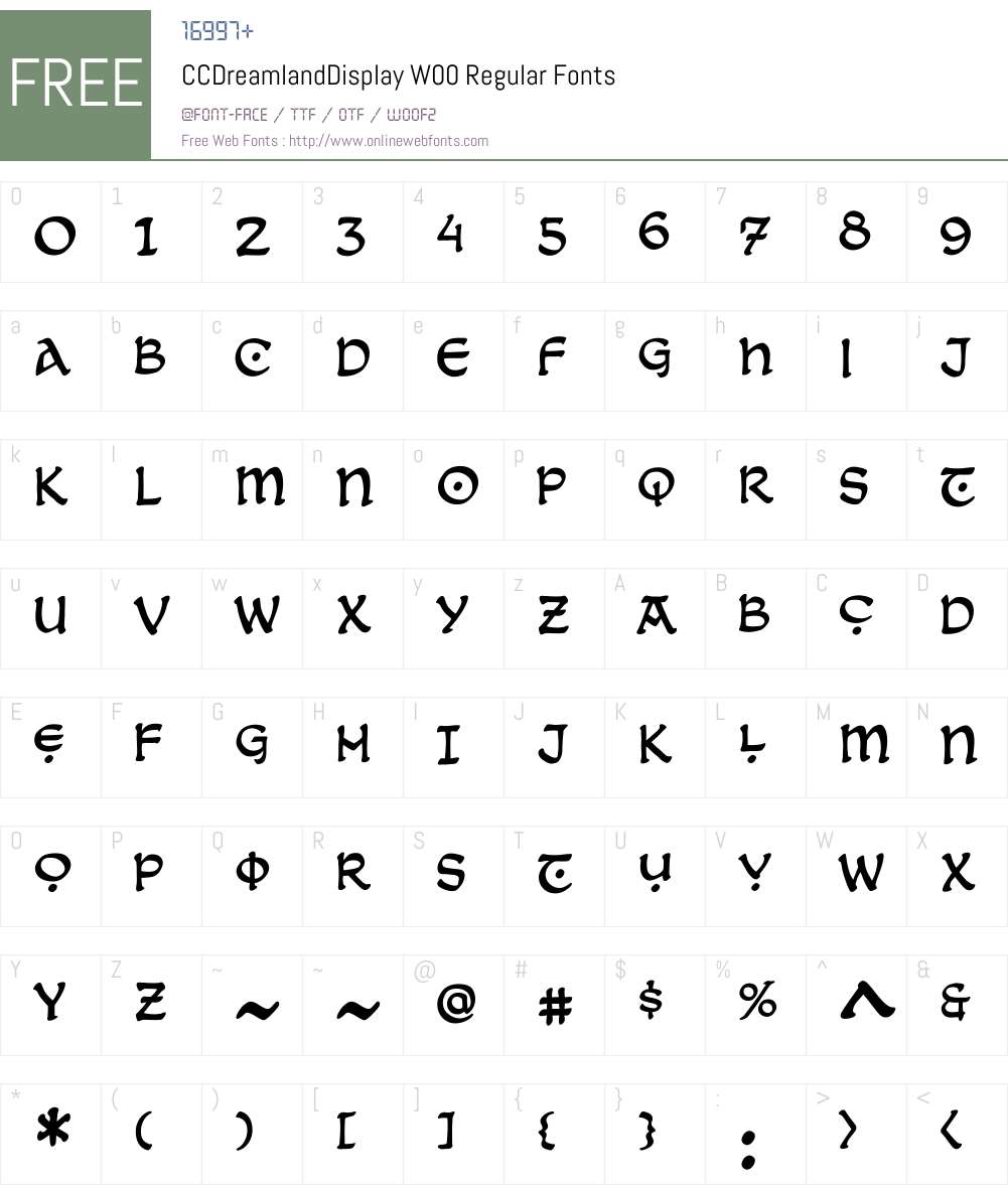 CCDreamlandDisplayW00-Rg Font Screenshots