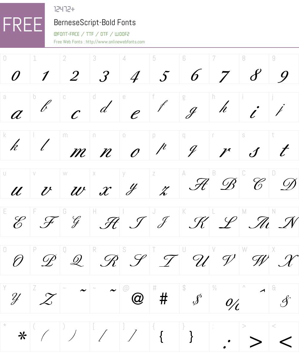 BerneseScript Font Screenshots