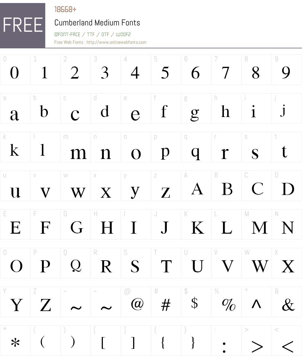 Cumberland Font Screenshots