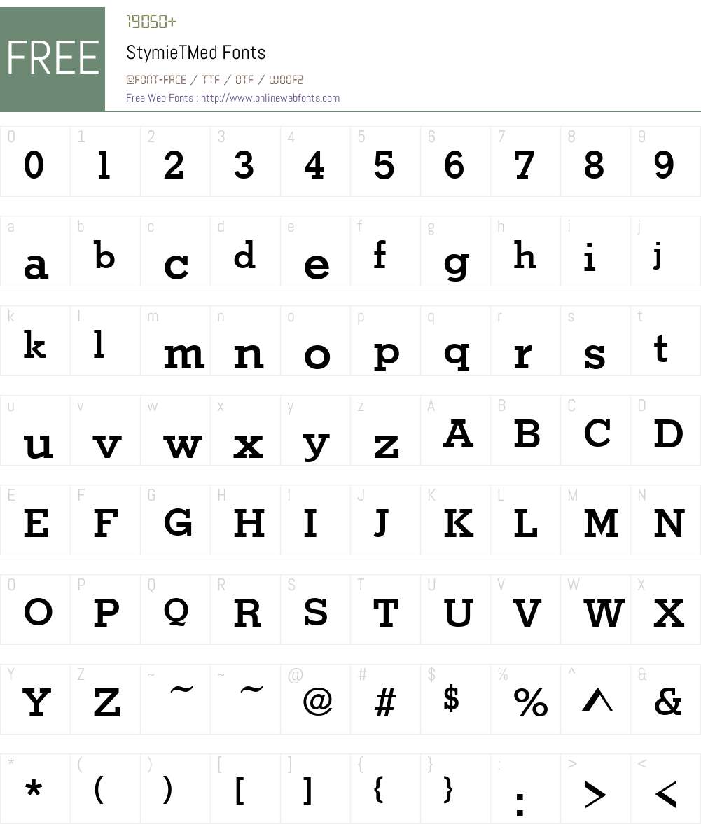 StymieTMed Font Screenshots