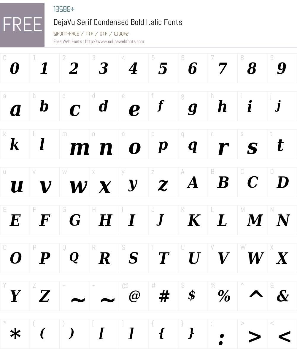 DejaVu Serif Condensed Font Screenshots