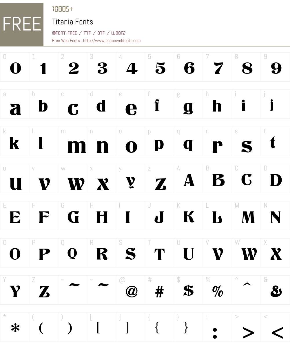 Titania Font Screenshots