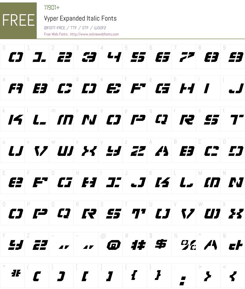 Vyper Expanded Italic Font Screenshots