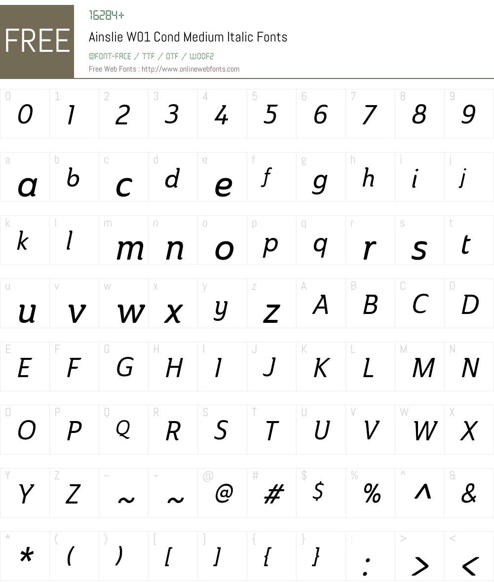 AinslieW01-CondMediumItalic Font Screenshots