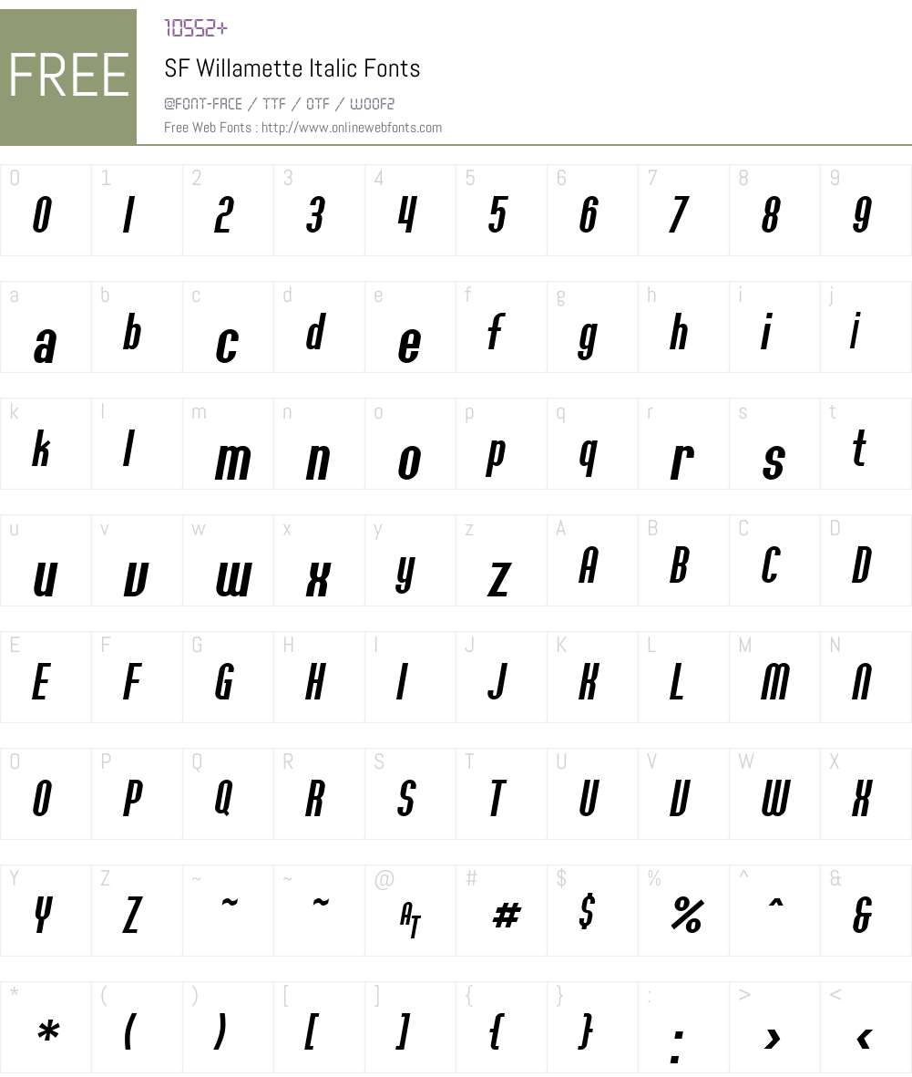 SF Willamette Font Screenshots