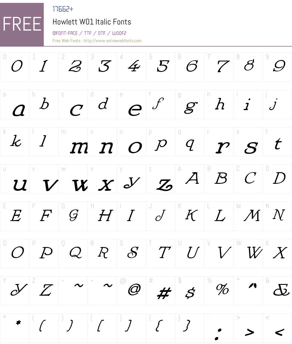 HowlettW01-Italic Font Screenshots