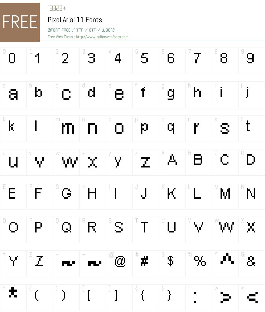 Pixel Arial 11 Font Screenshots