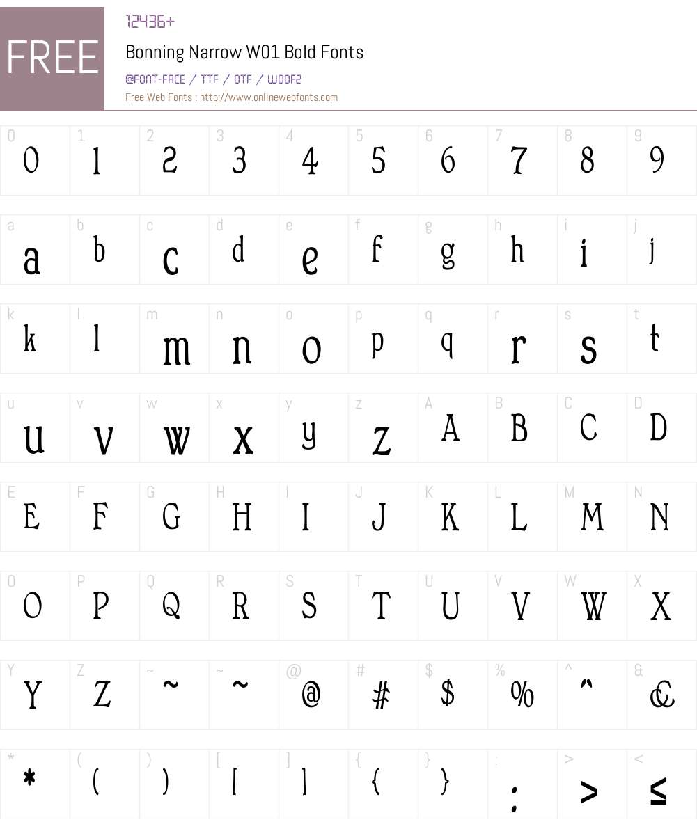 BonningNarrowW01-Bold Font Screenshots