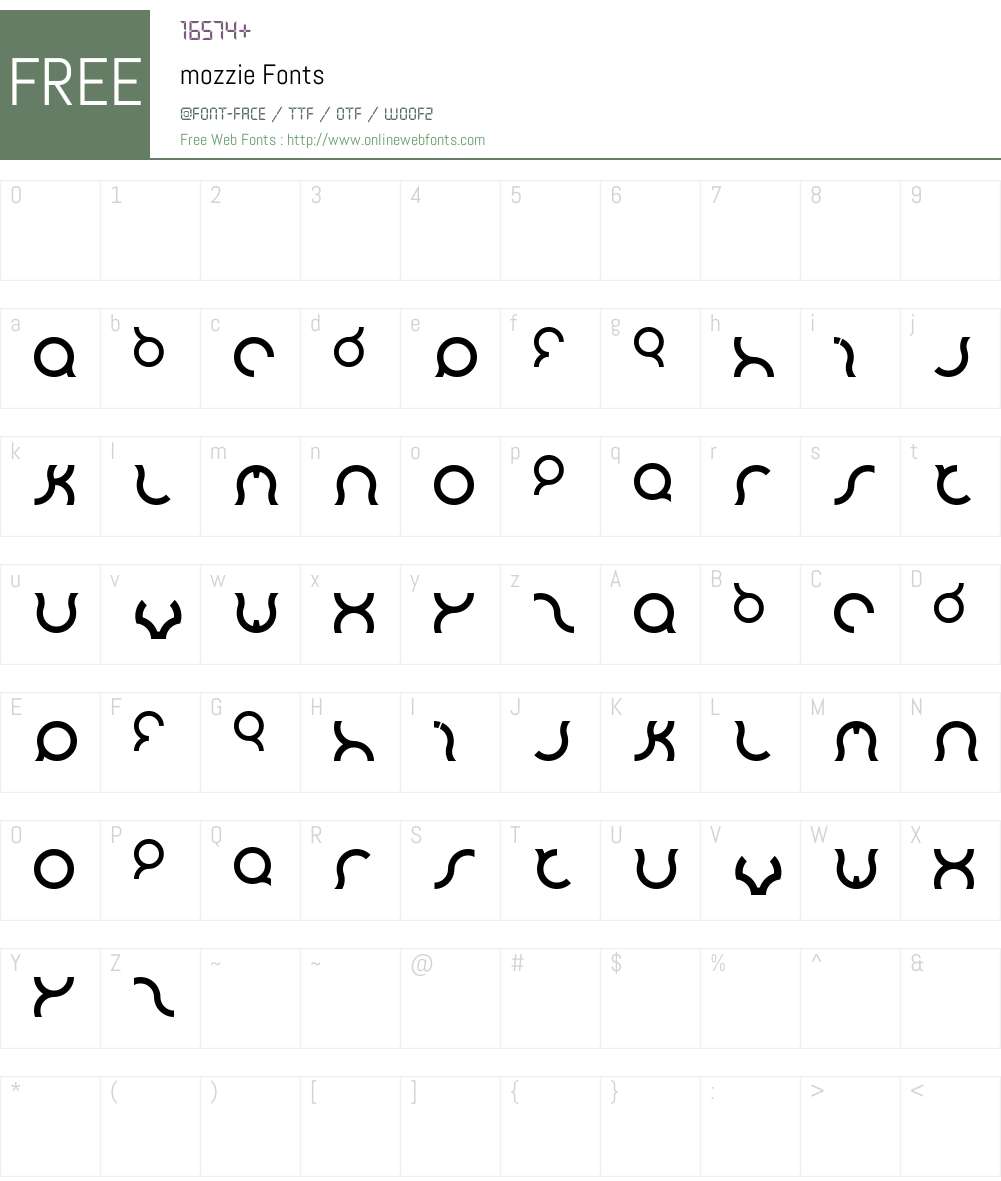 mozzie Font Screenshots
