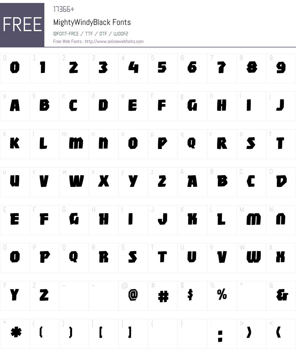 MightyWindy Font Screenshots