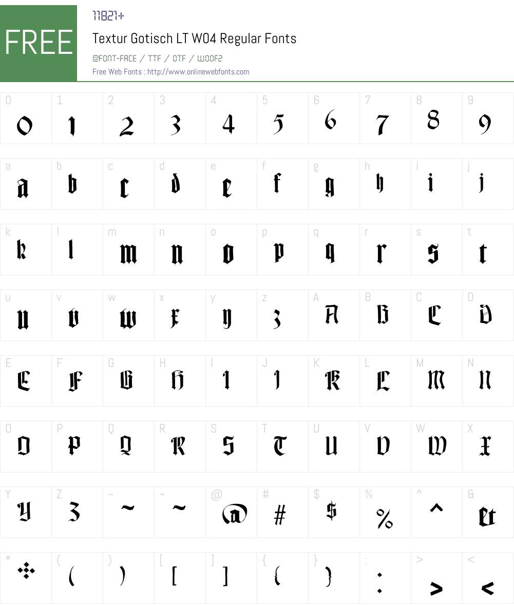 TexturGotischLTW04-Regular Font Screenshots