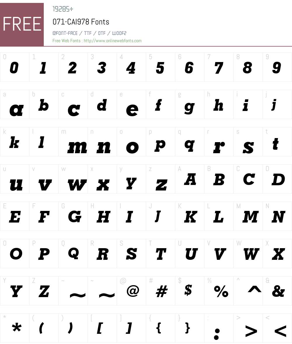 071-CAI978 Font Screenshots