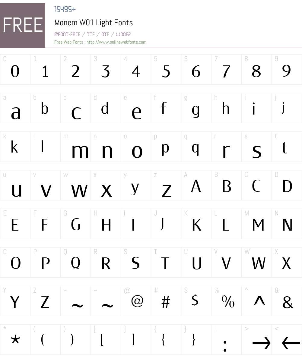 MonemW01-Light Font Screenshots