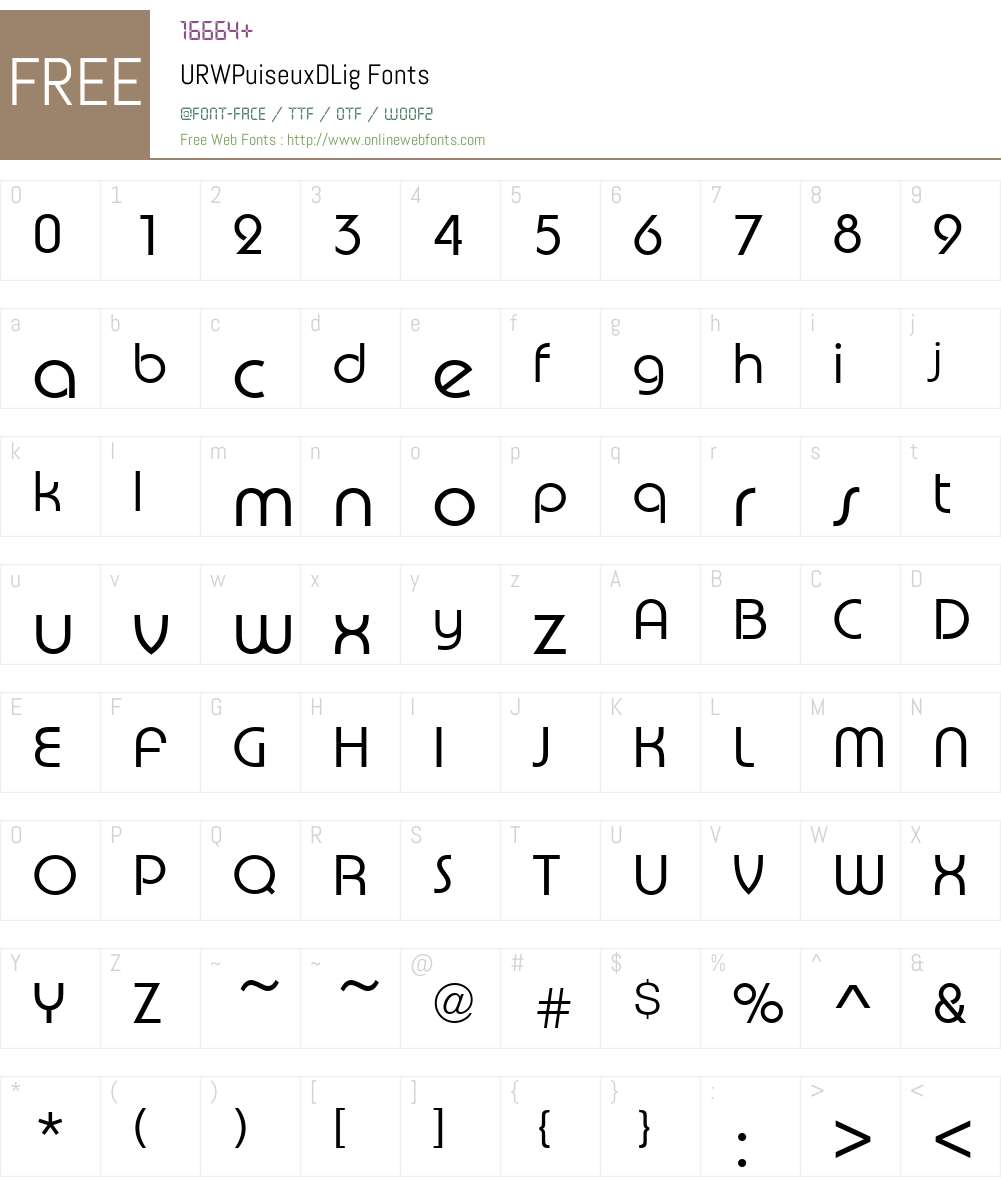 URWPuiseuxDLig Font Screenshots