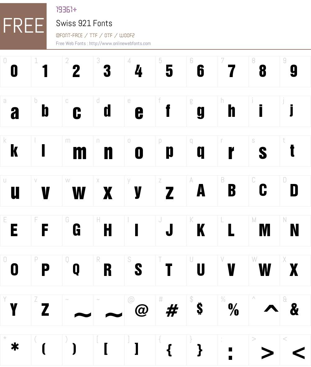 Swiss 921 Font Screenshots