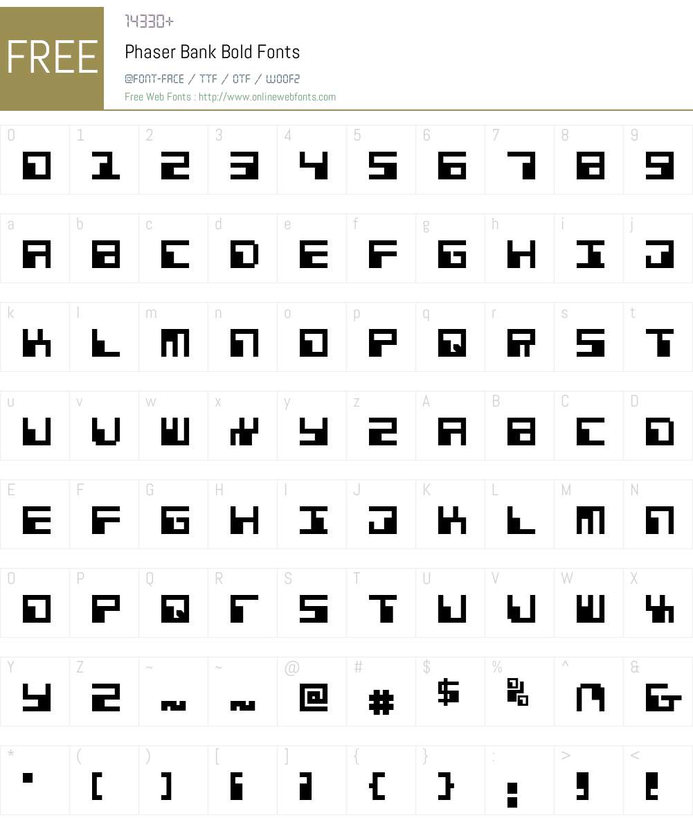 Phaser Bank Bold Font Screenshots