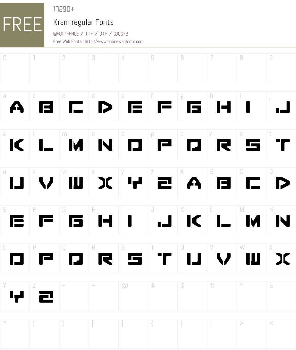 Kram espaciada Font Screenshots