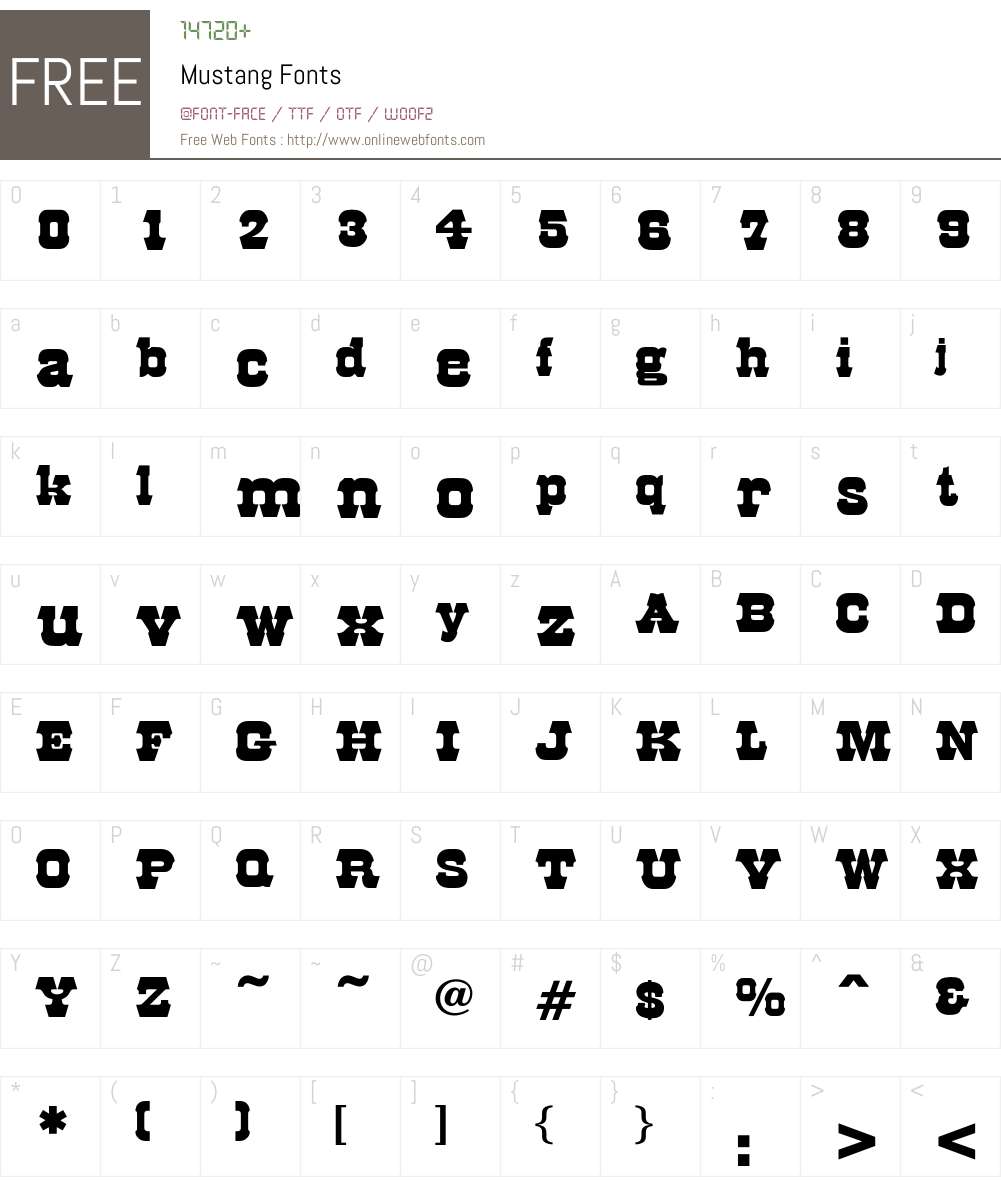 Mustang Font Screenshots