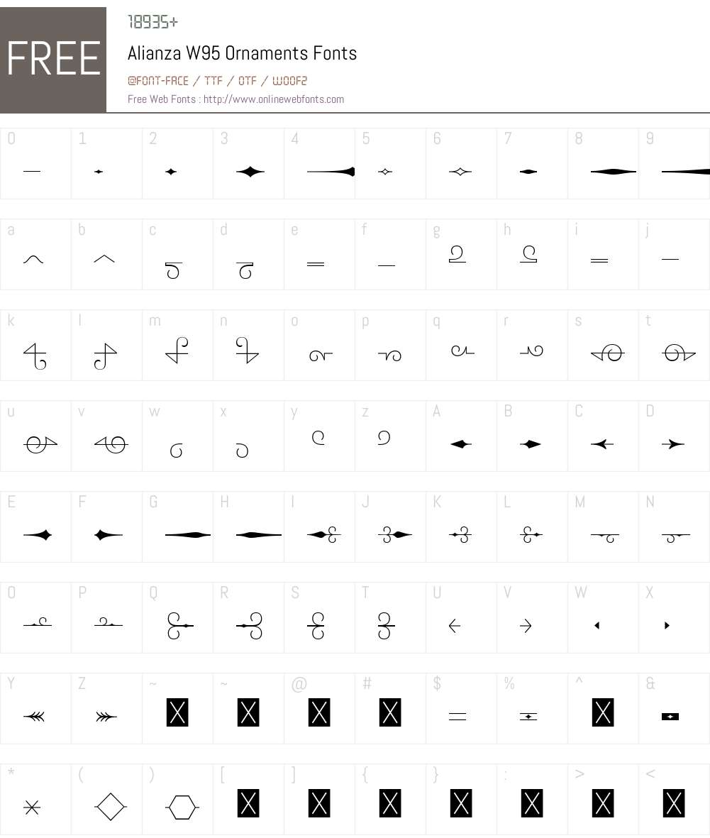 AlianzaW95-Ornaments Font Screenshots