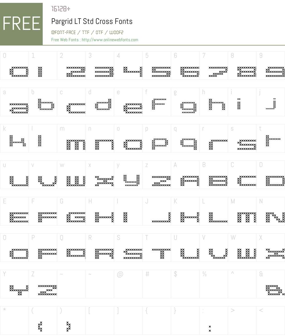 Pargrid LT Std Cross Font Screenshots