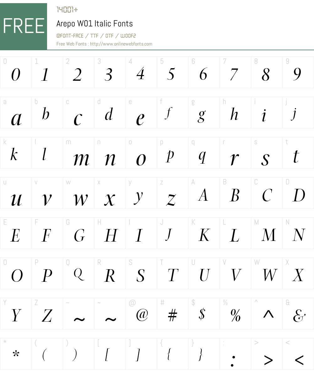 ArepoW01-Italic Font Screenshots