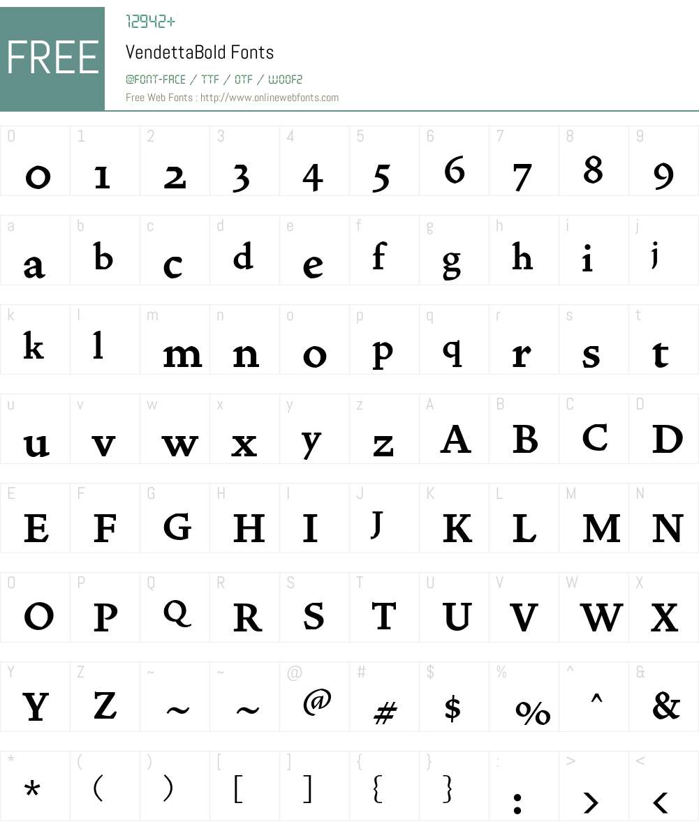 VendettaBold Font Screenshots