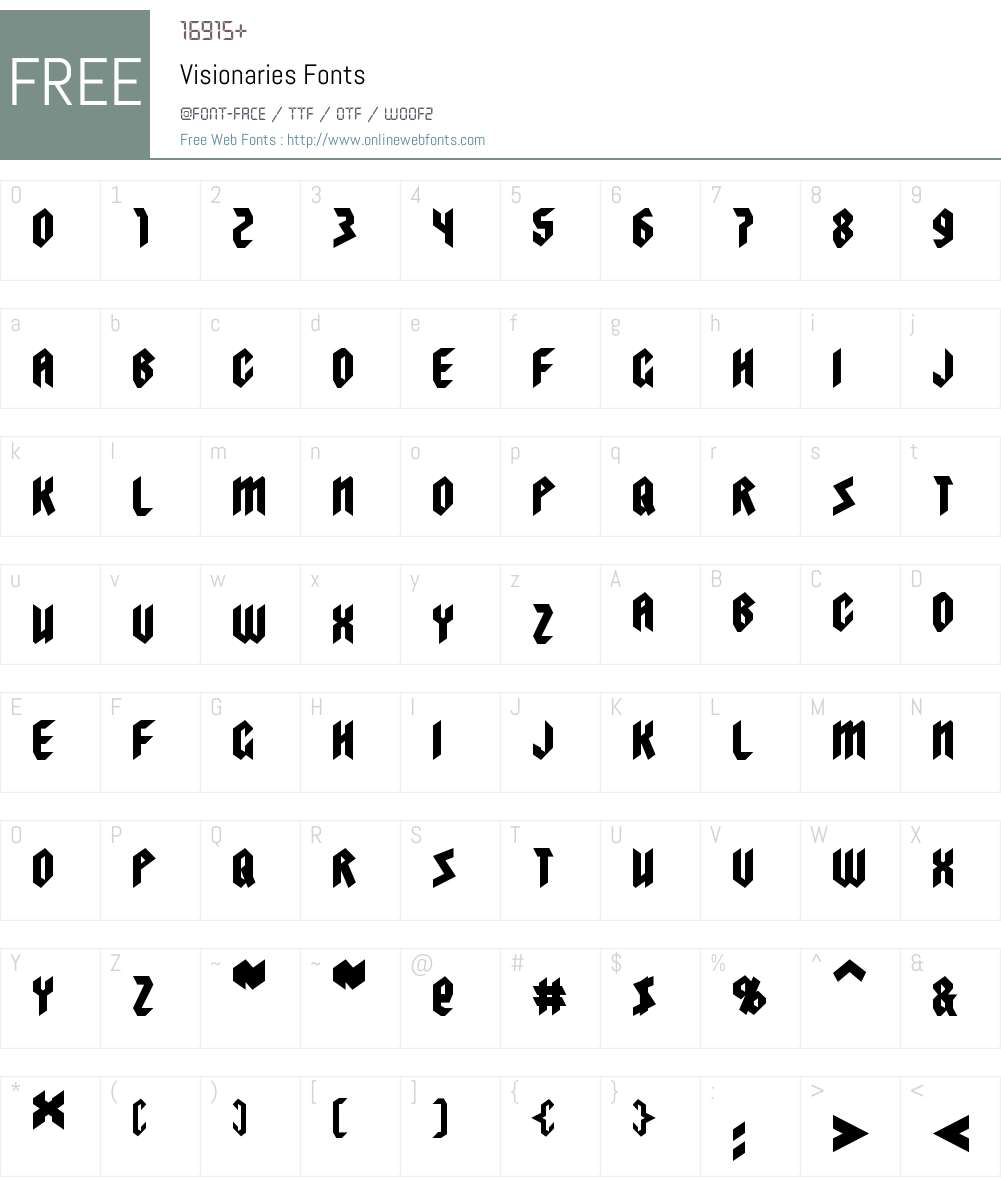 Visionaries Font Screenshots