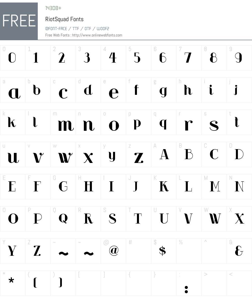 RiotSquad Font Screenshots