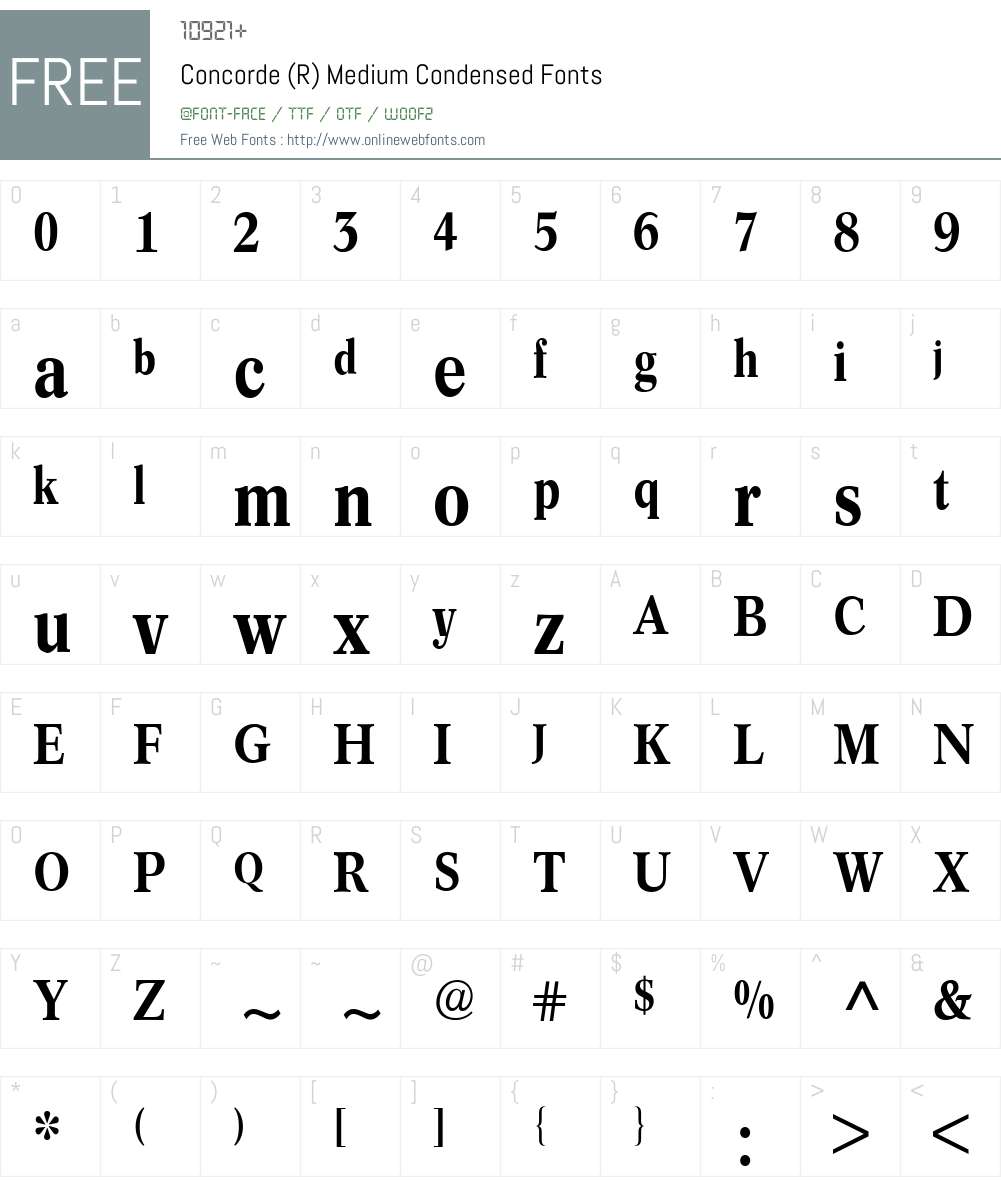 ConcordeCondensedBQ Font Screenshots