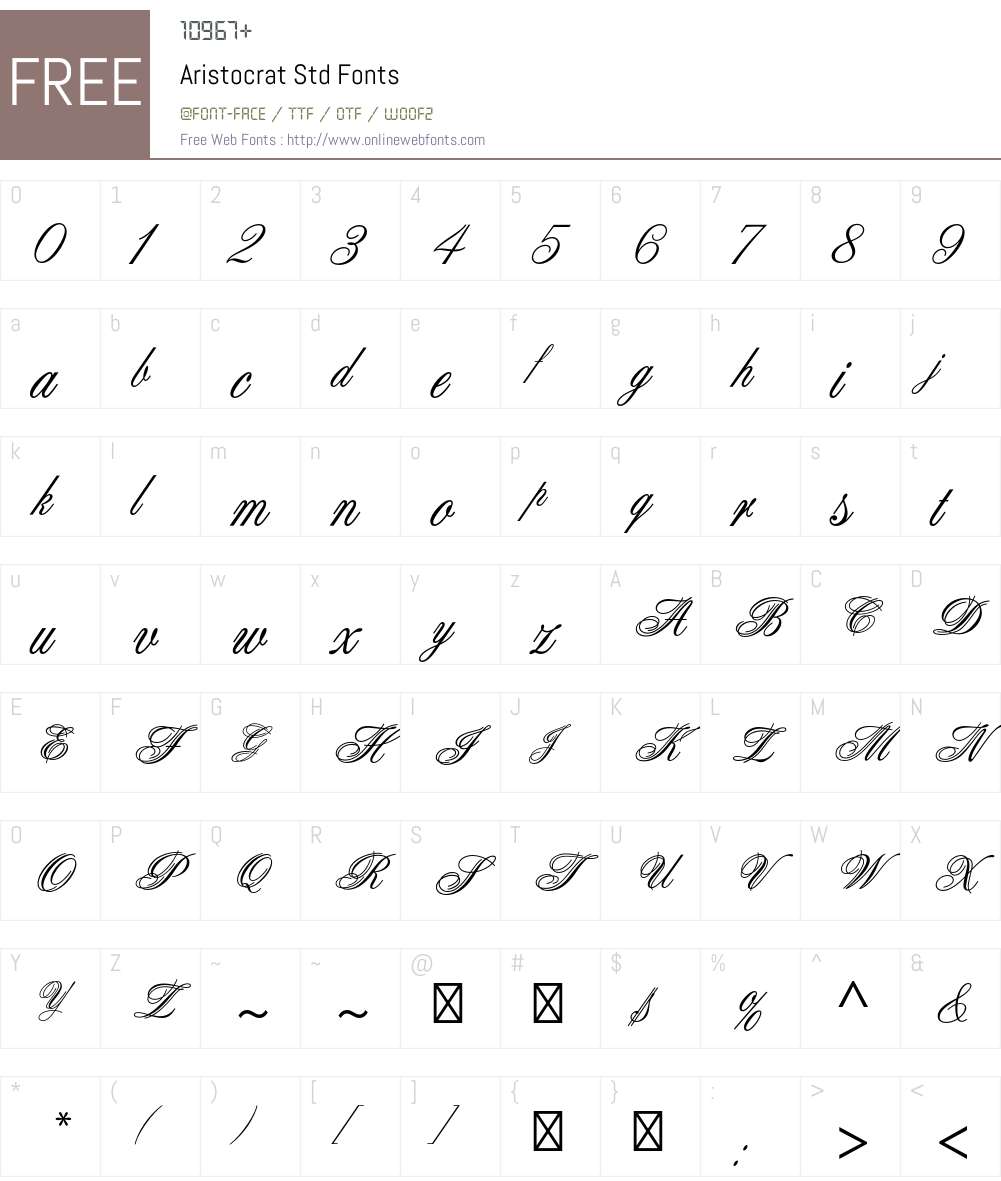 Aristocrat Std Font Screenshots
