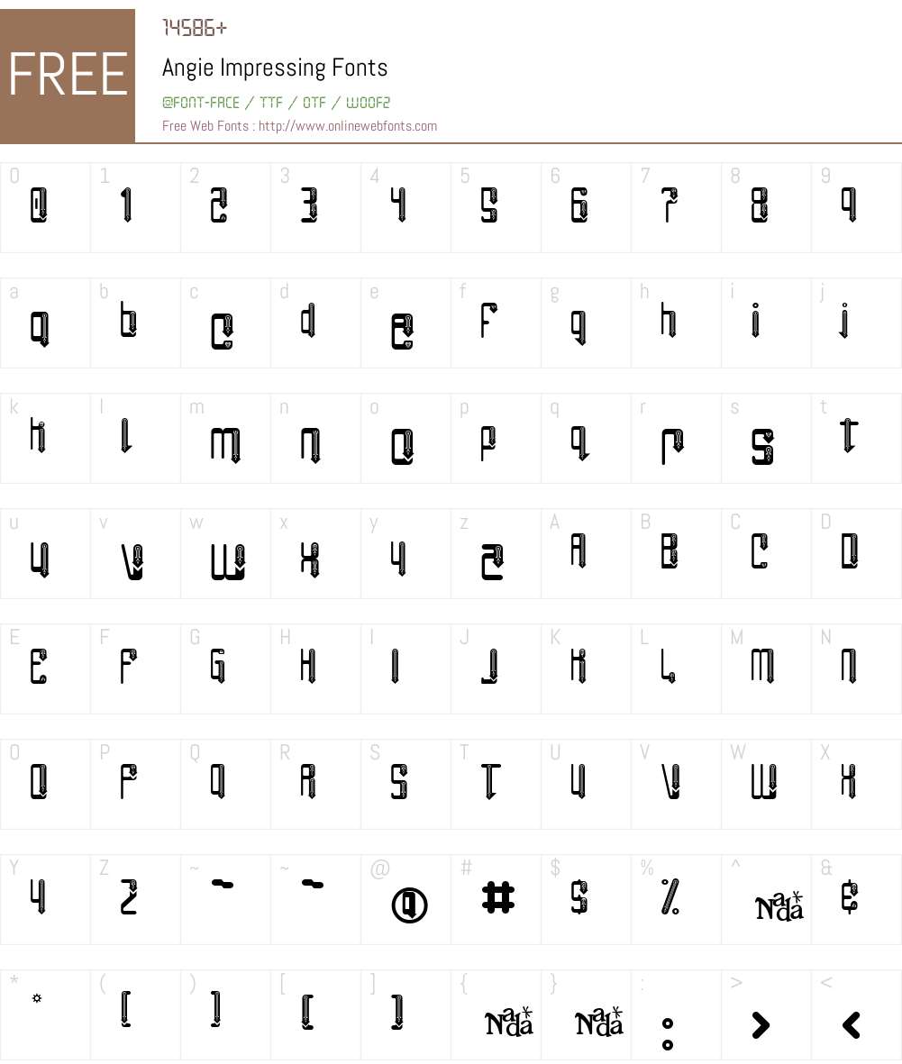 Angie Impressing Font Screenshots