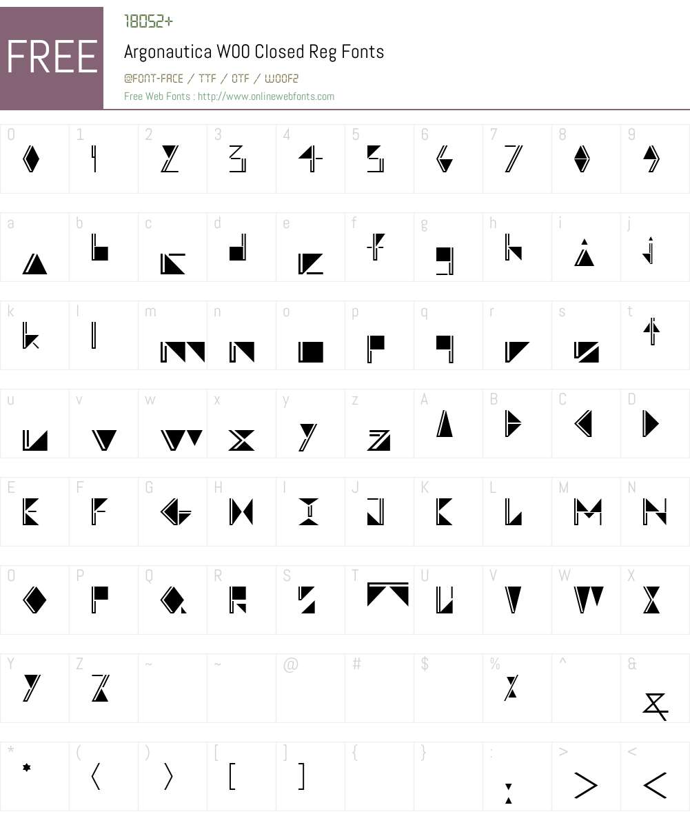 ArgonauticaW00-ClosedReg Font Screenshots