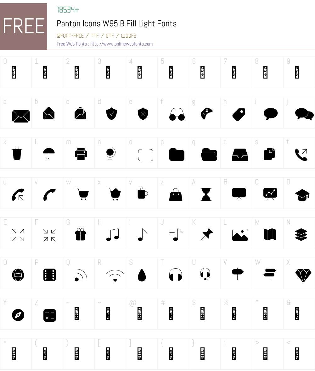 PantonIconsW95-BFillLight Font Screenshots