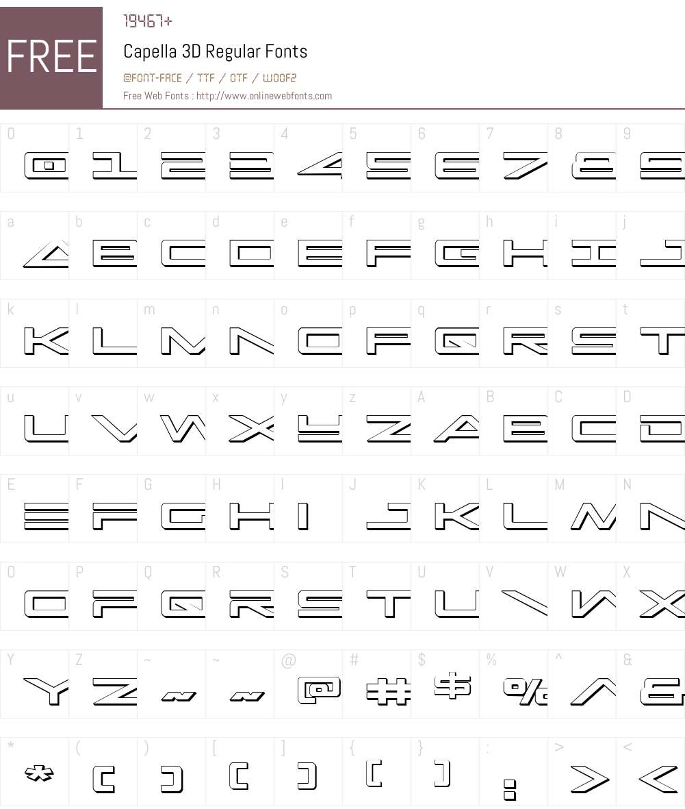 Capella 3D Font Screenshots