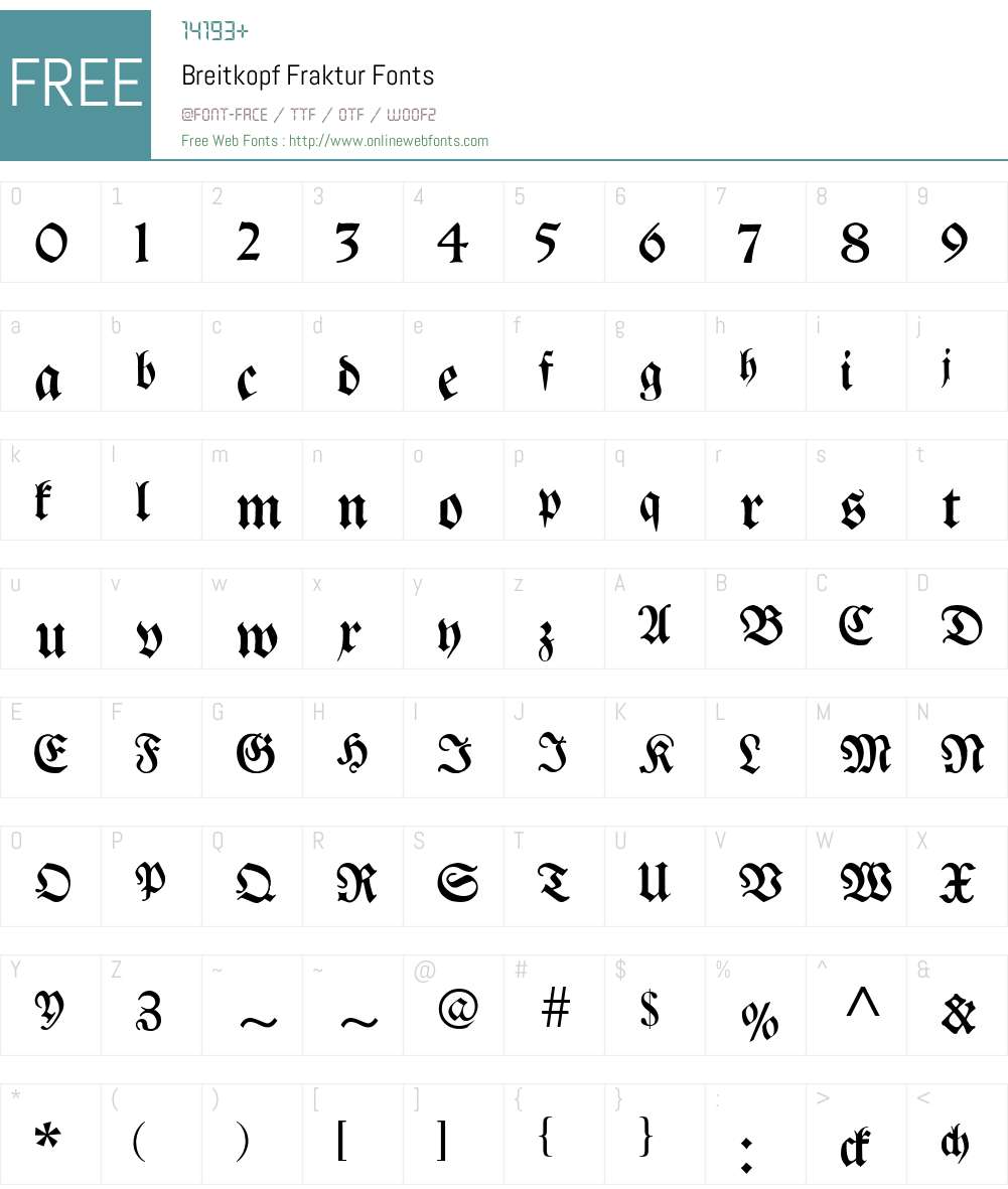 Breitkopf Fraktur Font Screenshots