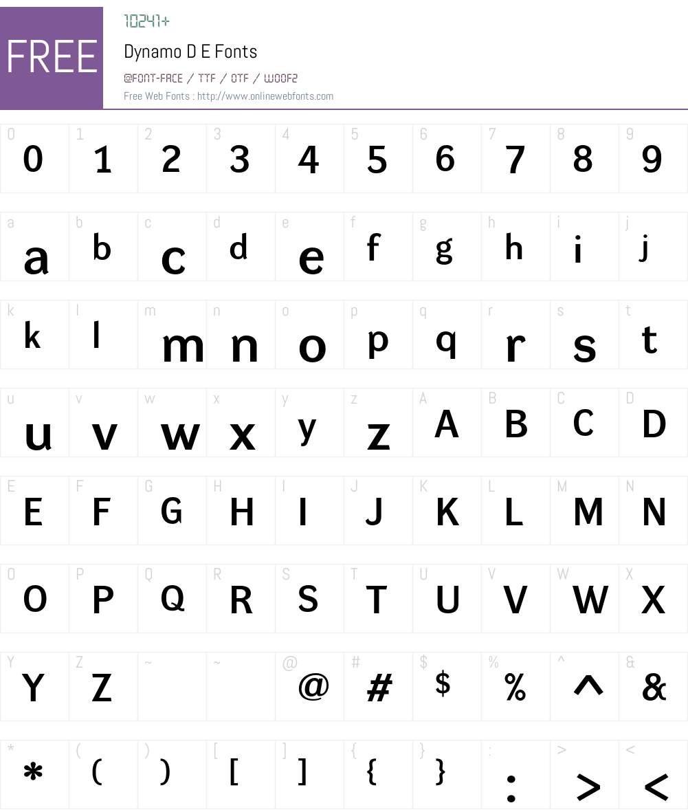 Dynamo DE Font Screenshots