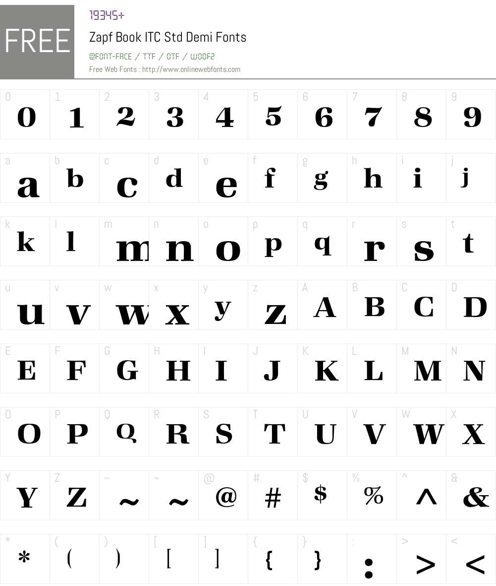 Zapf Book ITC Std Font Screenshots