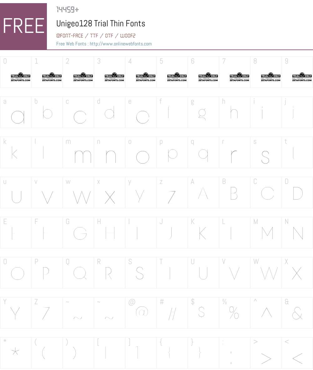 Unigeo128 Trial Thin 1.000 Fonts Free Download - OnlineWebFonts.COM