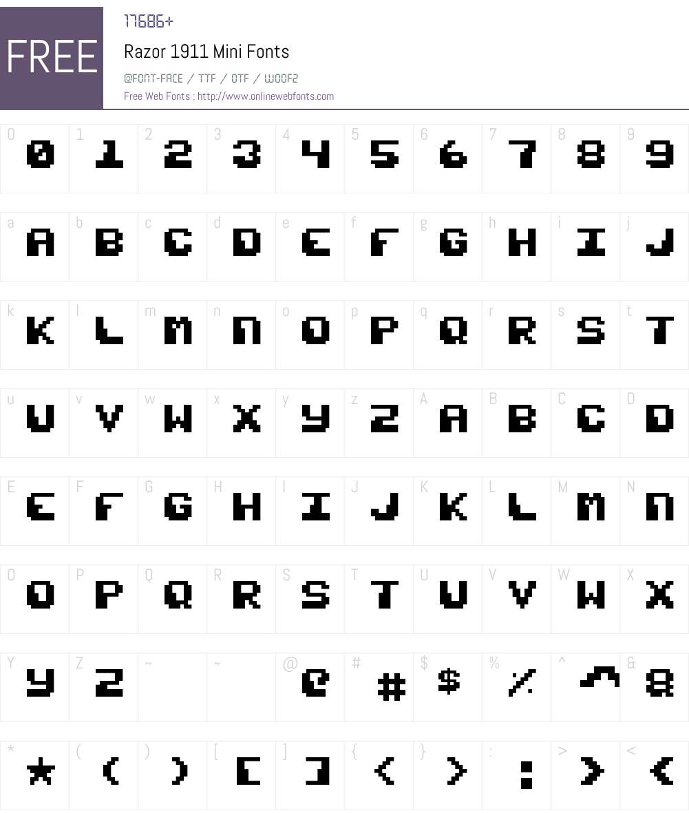 Razor 1911 Mini Font Screenshots