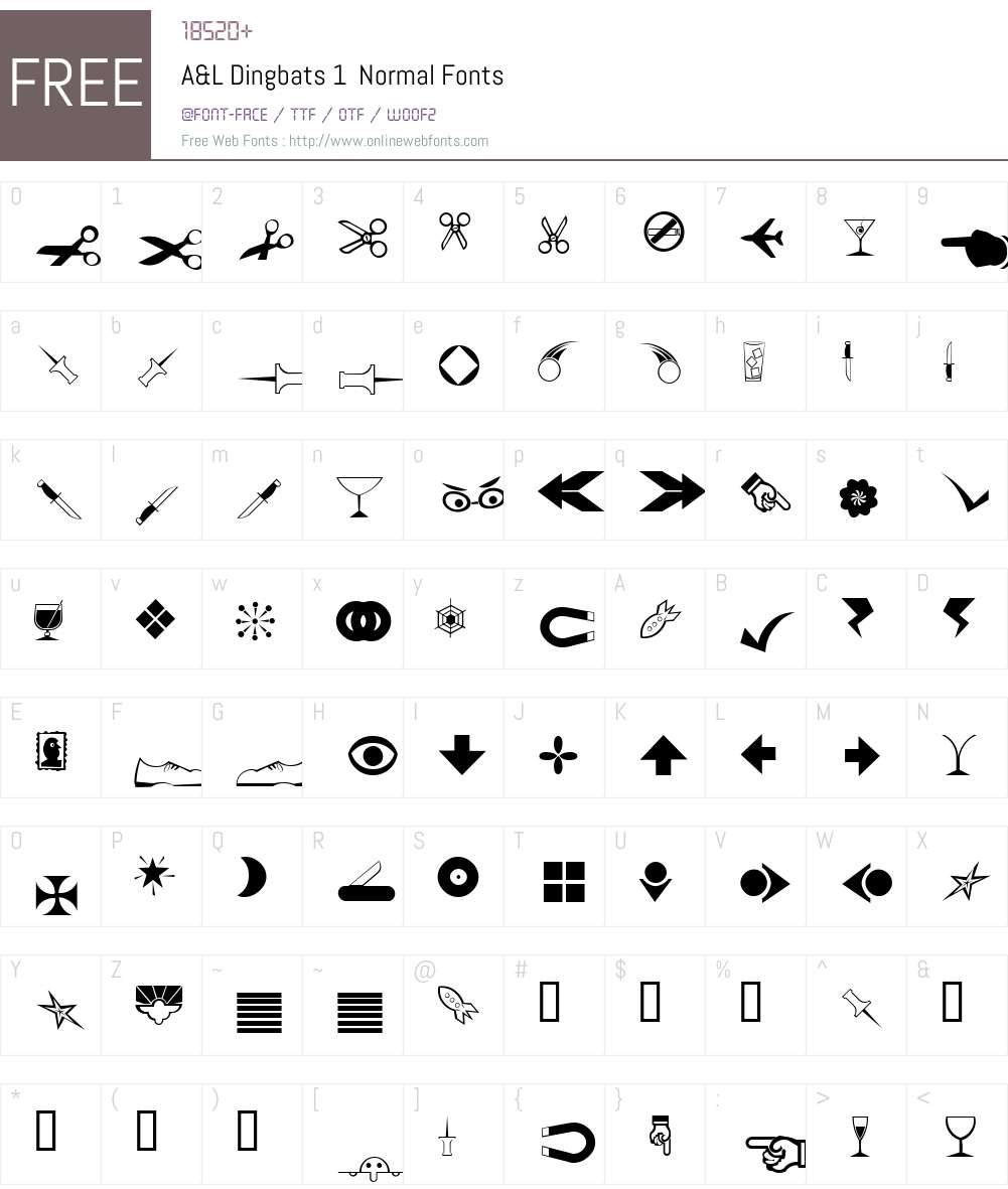 A&L Dingbats 1 Font Screenshots