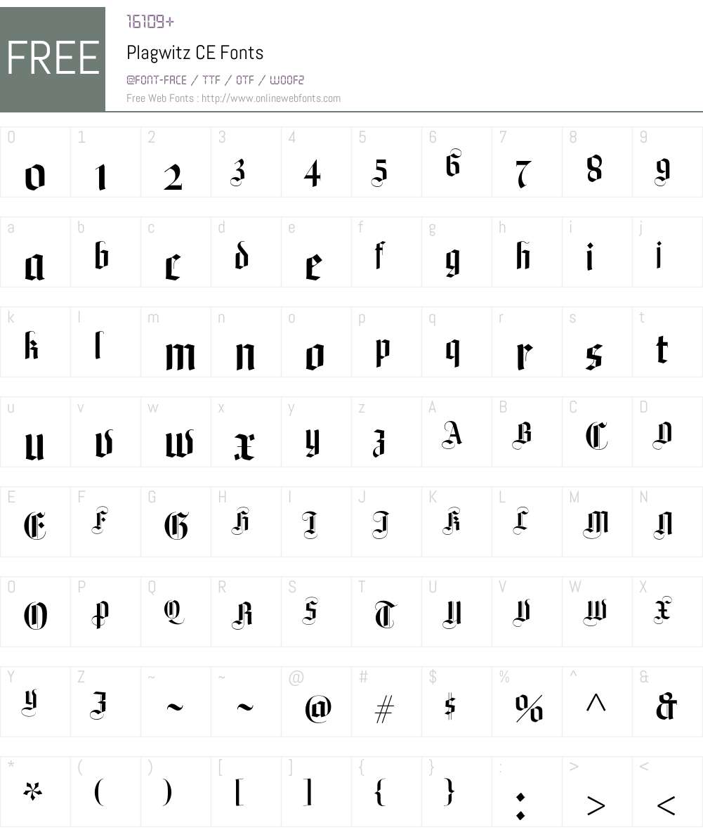 Plagwitz CE Font Screenshots