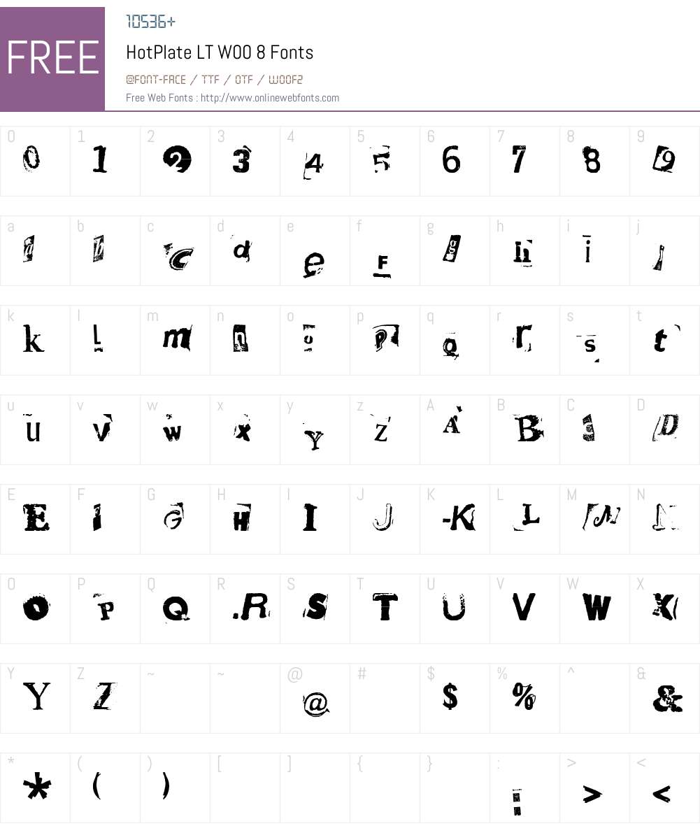 HotPlateLTW00-8 Font Screenshots