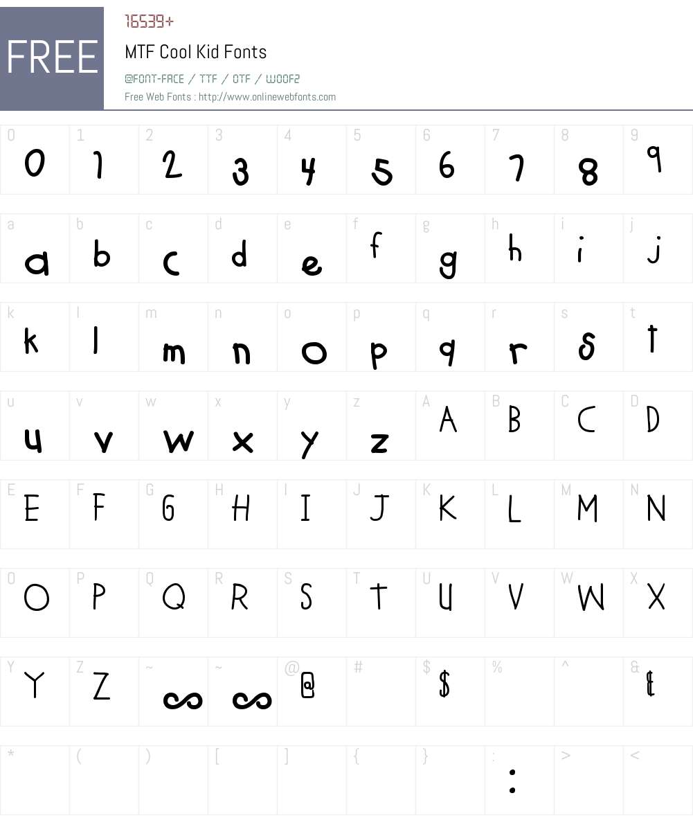 MTF Cool Kid Font Screenshots