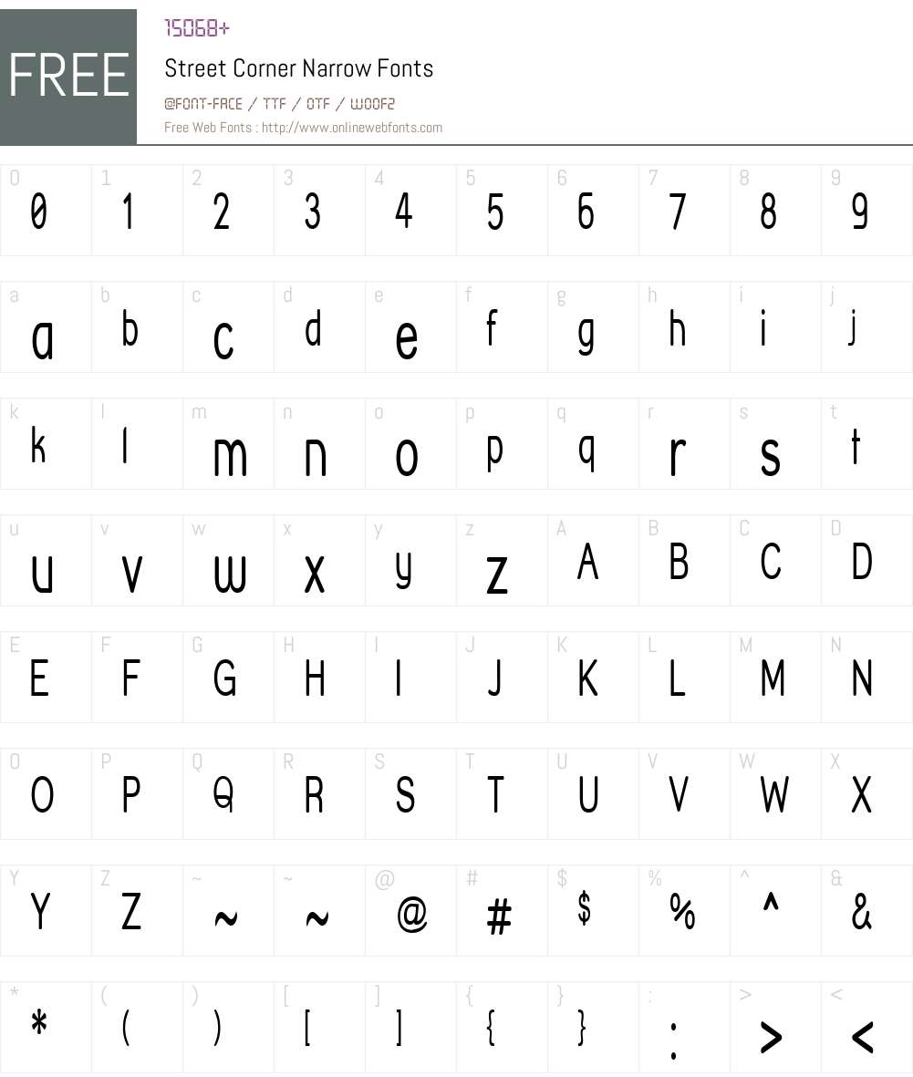 Street Corner Narrow Font Screenshots