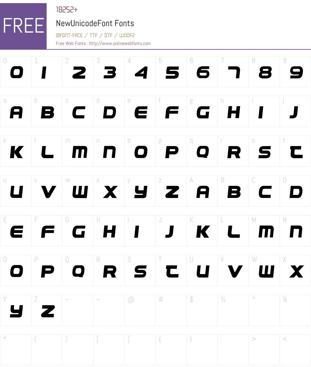 NewUnicodeFont Font Screenshots