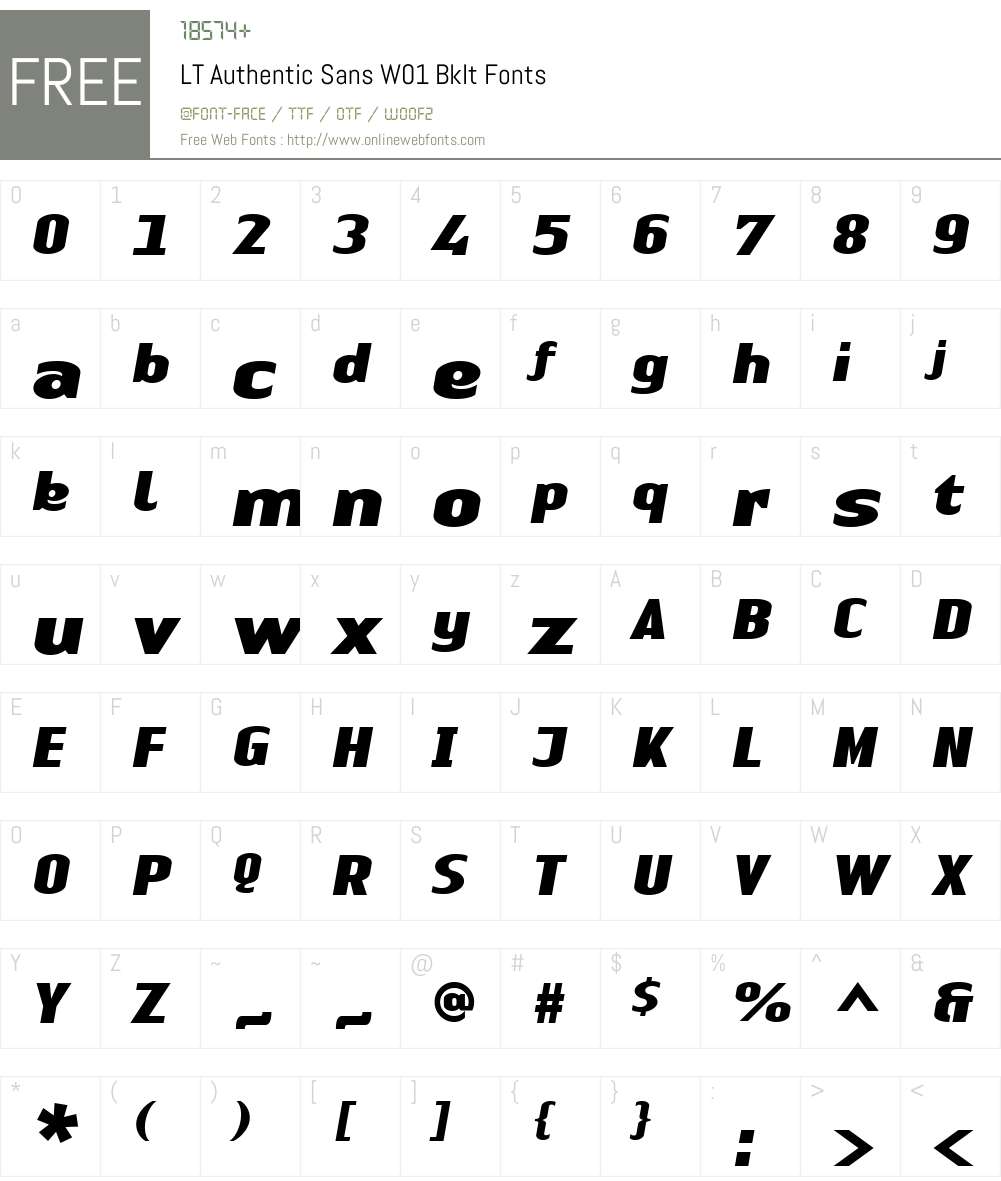 LTAuthenticSansW01-BkIt Font Screenshots
